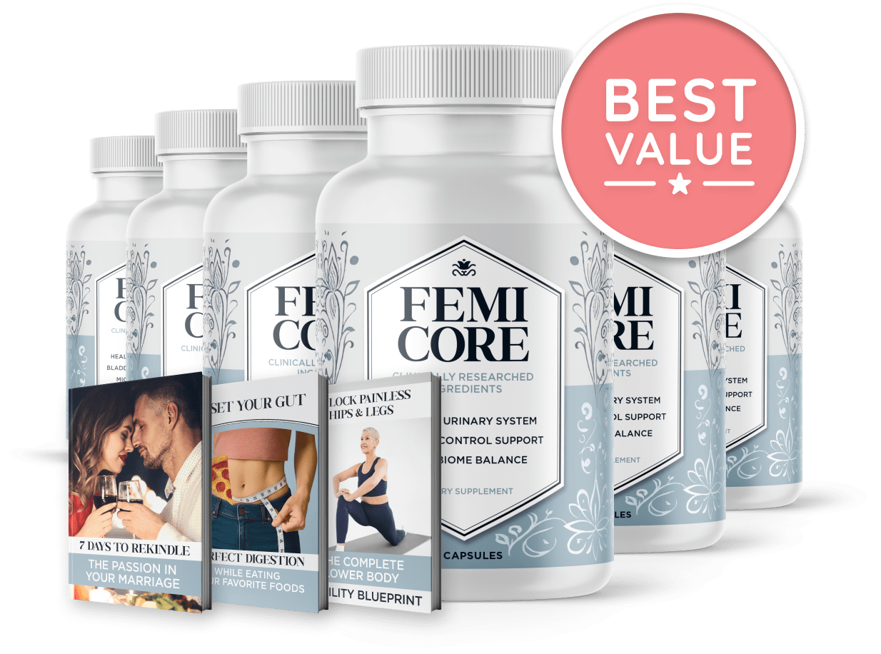 FemiCore six-bottle package supplied by the seller